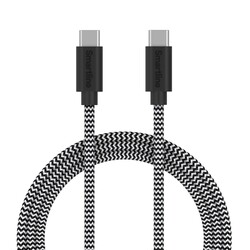 USB-C till USB-C 2.0 flätad, svartvit - 1m